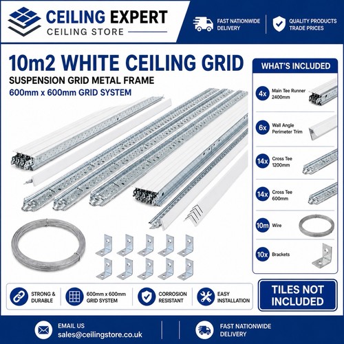 10m2 white suspended ceiling - white,